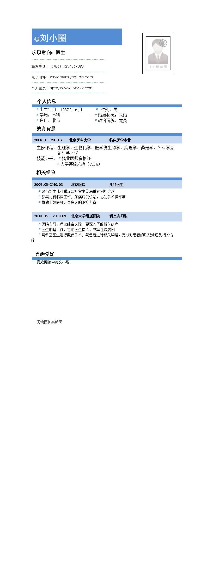4307_医生求职简历  - 医疗护理简历模板